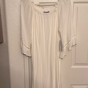 White Peasant Dress with Ruffle Sleeves
Fully lined